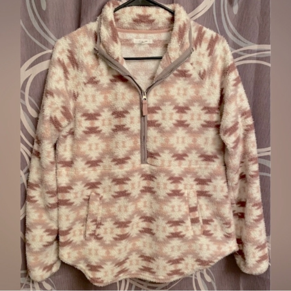 Maurices Cozy Cream and Pink Southwestern Patterned Women's Sweater sz S